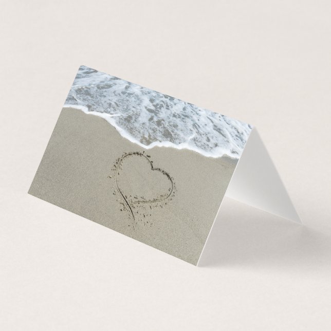 Amour sur la plage blanc ensemble carte pour notes (Front)