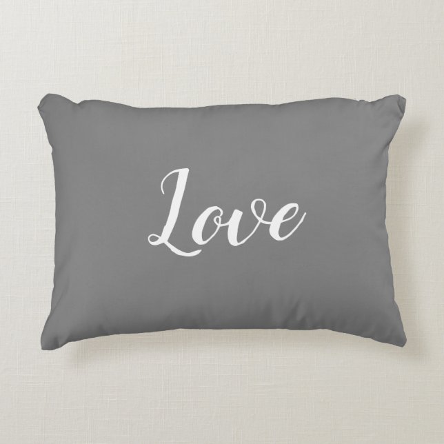 "Amour" sur le Coussin gris et blanc (Devant)