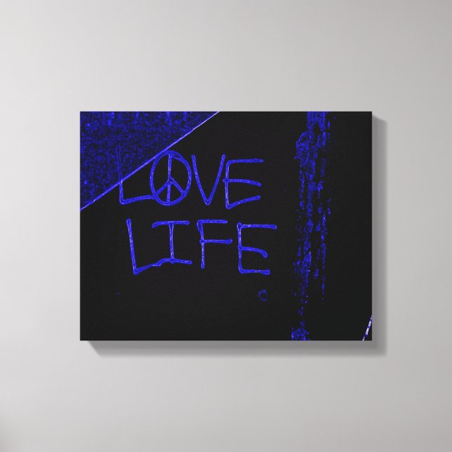 Amour Vie Grafitti Toile Enveloppée Imprimer -Neon (Recto)