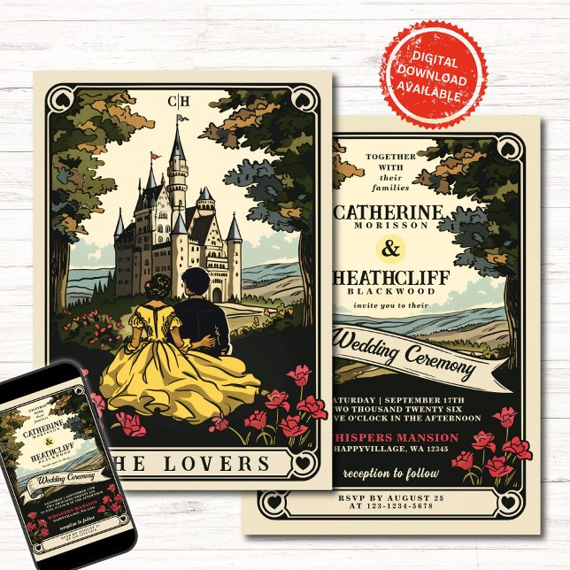 Amour vintage | Faire-part de mariage Tarot (Créateur téléchargé)