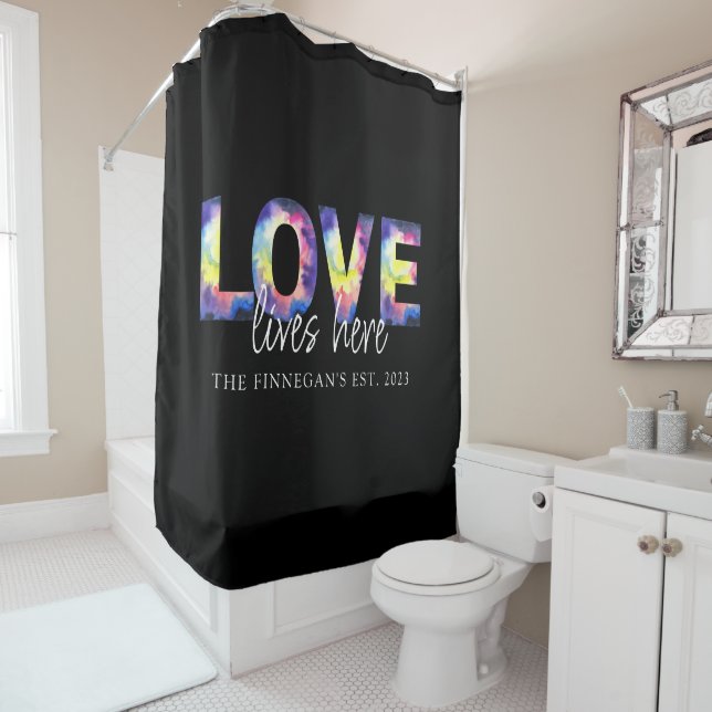 Amour Vit Ici Douche Rideau (En situation)