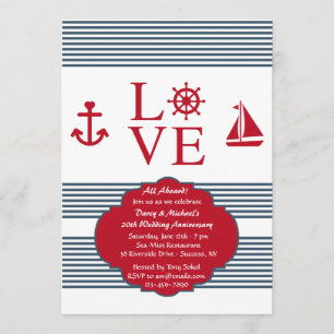 Amour Voilier Anniversaire Fête Invitation