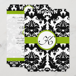 Amoureux Damas verdure Mariage Invitations