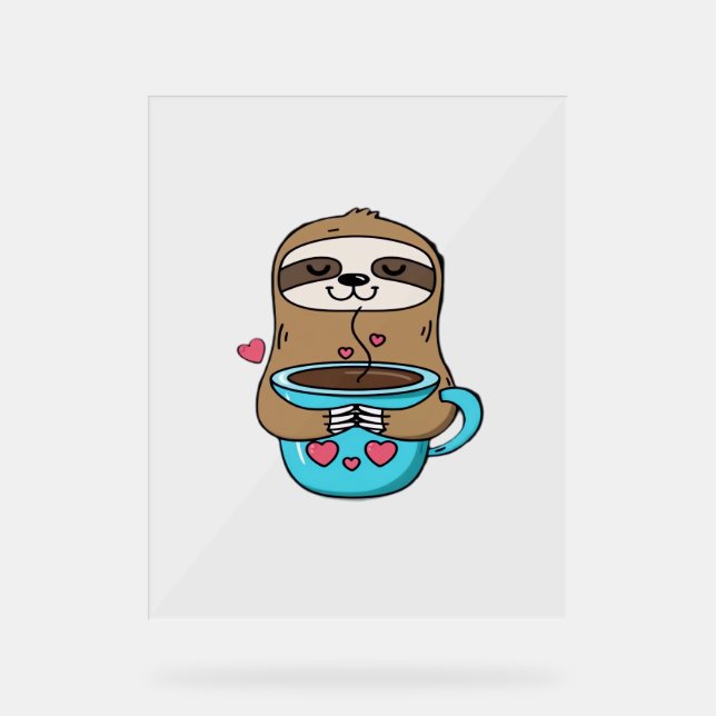 Amoureux De Café Chibi Sloth - Cute Kawaii Sloth H (Recto)