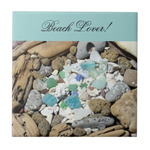 Amoureux de la plage ! Carreaux d'art Verre de mer