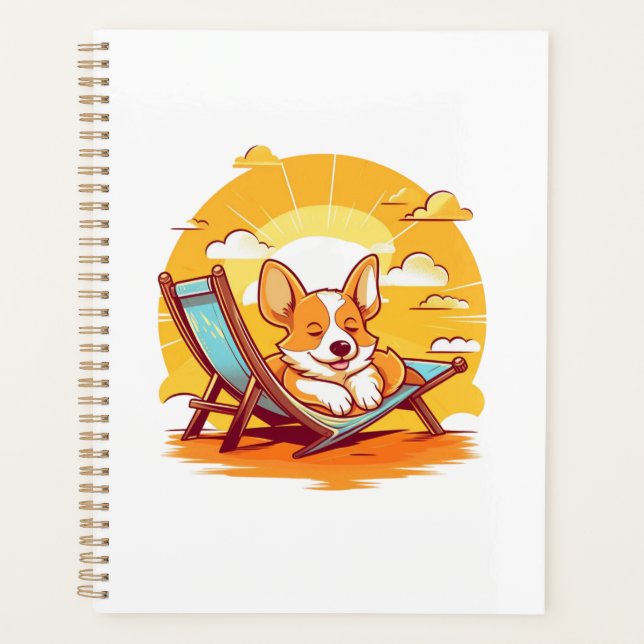 Amoureux de la plage : planificateur Naptime Corgi (Devant)