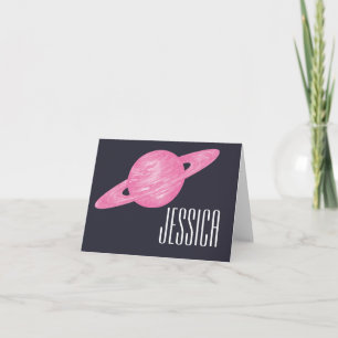 Amoureux de l'espace Saturne rose Nom personnalisé