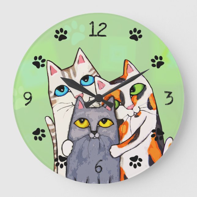 Amoureux des chats Cute Kitty Horloge murale (Recto)