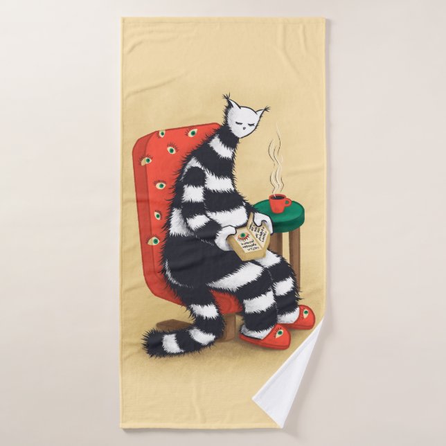Amoureux des chats de lecture nerd (Serviette de bain)