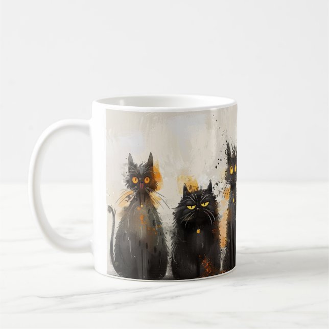 Amoureux des chats noir illustré de café Mug (Gauche)