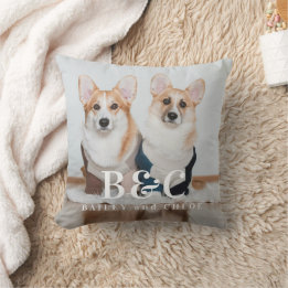 Amoureux des chiens Monogramme Photo Coussin
