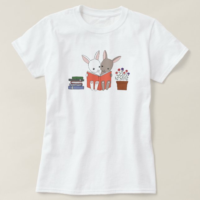 Amoureux des livres mignon de lapins de T-shirt de (Design devant)
