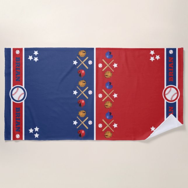 Amoureux du baseball Serviette de plage personnali (Devant)