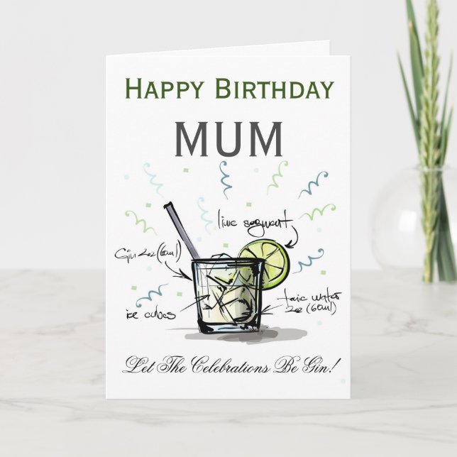 Amoureux du Gin drôle Carte d'anniversaire personn (Devant)