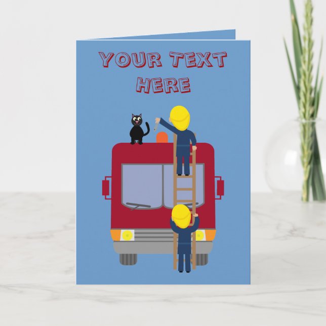 Amoureux pompiers secourant carte chat (Devant)