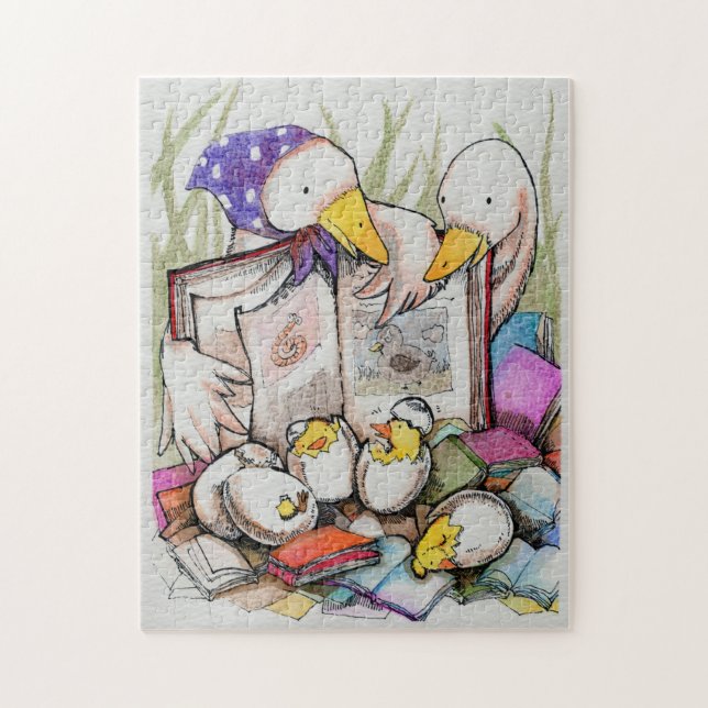 Amours de famille de canard pour lire le puzzle (Vertical)