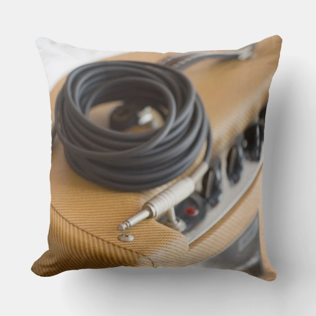 Amp and Cable Throw Pillow (Front)
