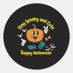 &amp; Cute Halloween Pumpkin  Classic Round Sticker