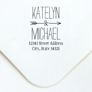 Ampersand Arrow Wedding Monogram Return Address Self-inking Stamp