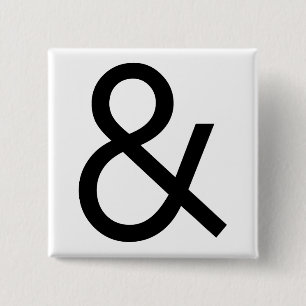 Ampersand - Black 2 Inch Square Button