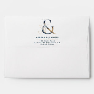 Ampersand Blu Navy and Gold Personalized Envelope