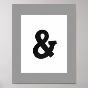 ampersand bold wall art poster black and white