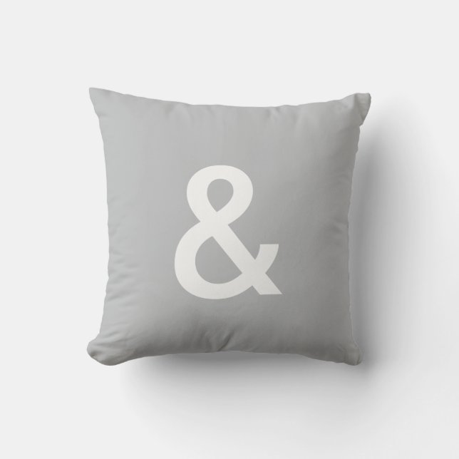 & (ampersand) button pillow, Grey & White Throw Pillow (Front)