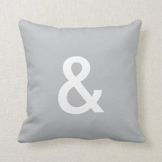 & (ampersand) button pillow, Grey & White Throw Pillow