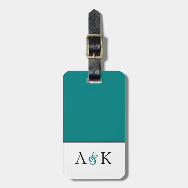 Ampersand Elegance: Teal Honeymoon Luggage Tag (Front Vertical)