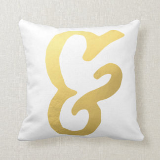 Ampersand Home Decor-Gold and White Throw Pillow