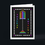 Ampersand Menorah Shabbat Shalom greeting card<br><div class="desc">Ahhhhhh,  when Friday arrives...   THANK You,  Abba,  for Your Shabbat Rest!  
I love the ampersand,  and this one is so special that it vertically itself to become part of a wonderful symbol.  Interior card is bordered and has coordinated design and date area.  Shabbat Shalom!  ~ karyn</div>