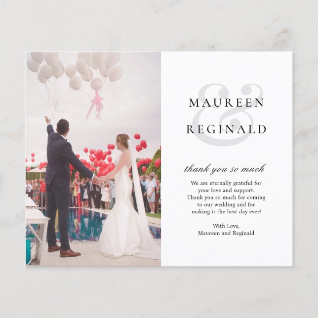 Ampersand Modern Photo Mariage Carte de remercieme (Devant)