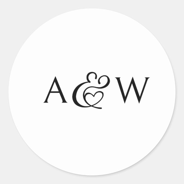 Ampersand Monogram Black and White Wedding Classic Round Sticker (Front)