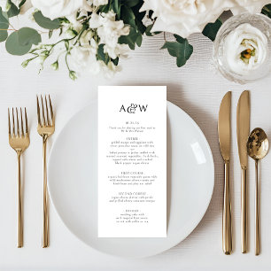 Ampersand Monogram Black and White Wedding Menu