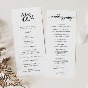 Ampersand Monogram Mariage Cérémonie Programme