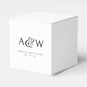Ampersand Monogram Modern Black and White Wedding Favor Box