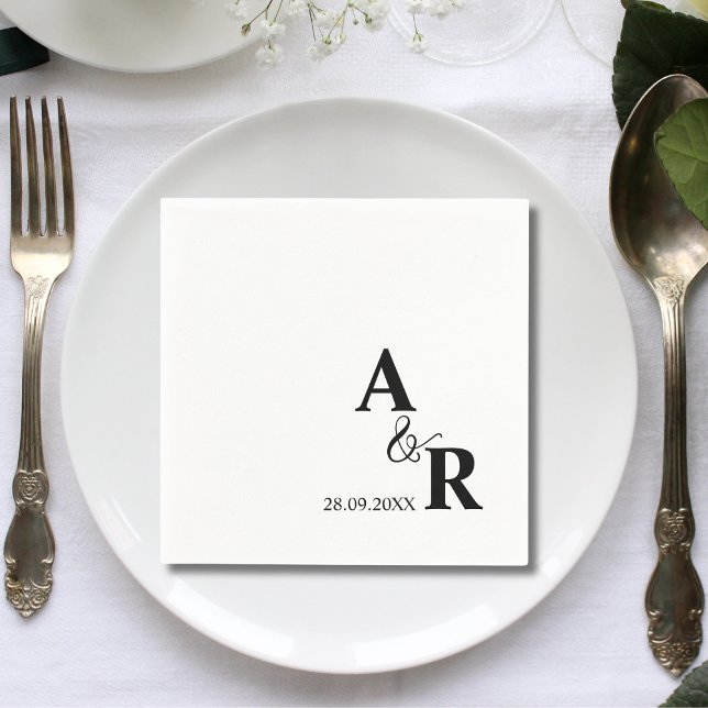Ampersand Monogram Personalized Wedding Cocktail Napkin (Ampersand monogram cocktail napkins add stylish charm with your initials to wedding drinks.)