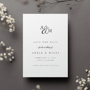 Ampersand Monogram Save the Date Card   Grey