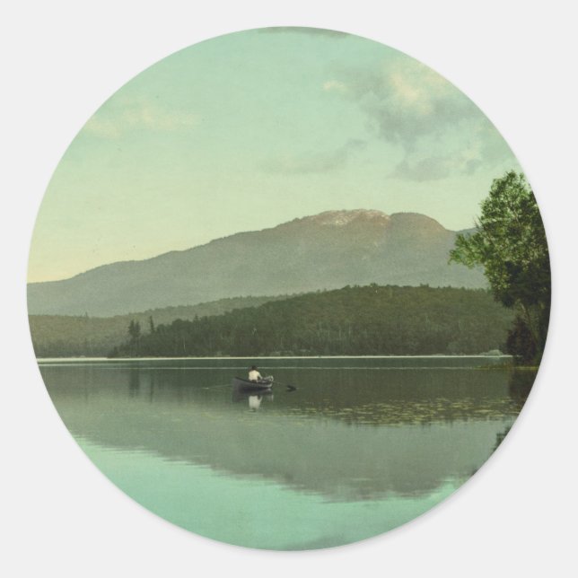 Ampersand Mountain at Round Lake (Middle Saranac) Classic Round Sticker (Front)