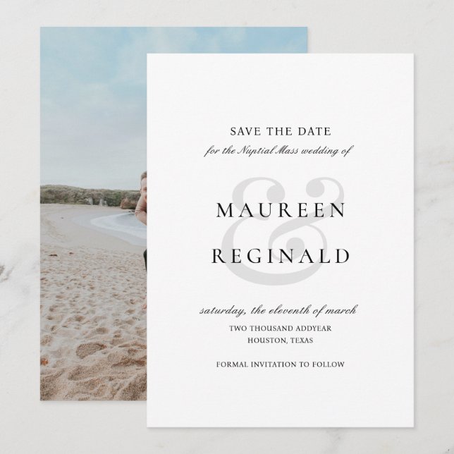 Ampersand Photo Traditional Elegant Wedding Save The Date (Front/Back)