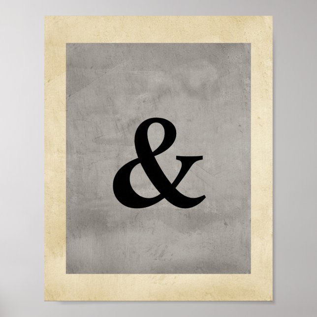 ampersand poster distressed grey shabby chic style (Front)