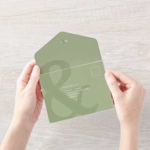 Ampersand sauge vert tout en un faire-part de mari