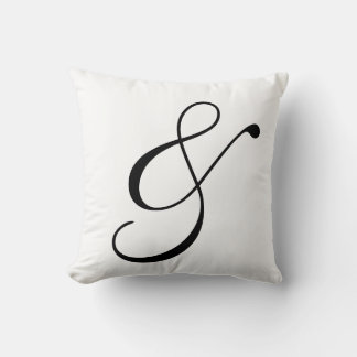 Ampersand Scroll Text In Black And White Throw Pillow