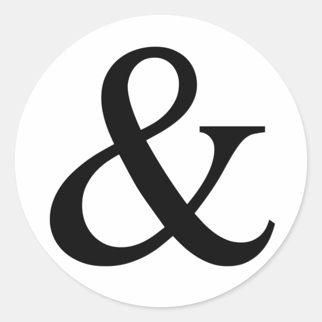 Ampersand sign, and sign classic round sticker (Front)