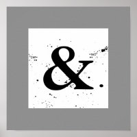ampersand square poster black and white splatter