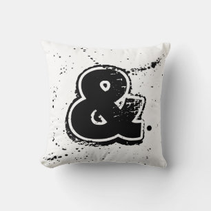 ampersand throw pillow bold black and white design