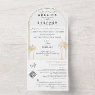 Ampersand Tropical Beach Palms Trees RSVP QR Code All In One Invitation