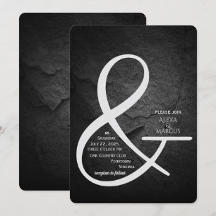 Ampersand Wedding Invitation on black slate