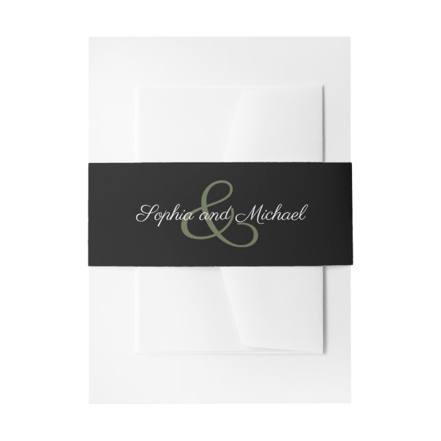 Ampersand Wedding Names Black Invitation Belly Band (Front Example)