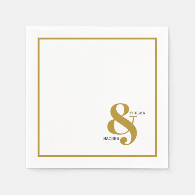 Ampersand with Names Wedding Napkins (Front)